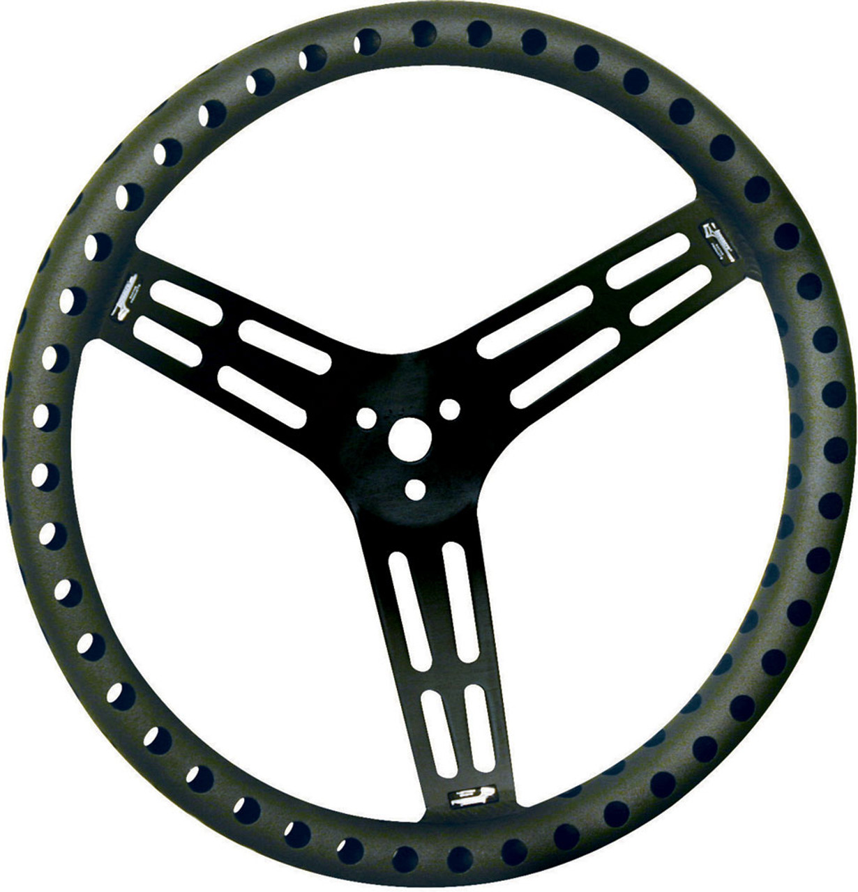 Longacre Steering Wheel 15in Flat Drilled Black - LON52-56867