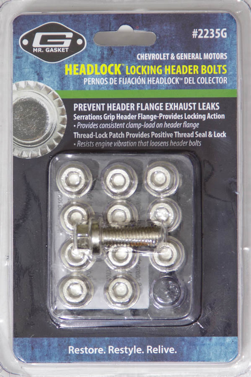 Mr. Gasket Locking Header Bolt Kit 8mm x 1.25 x 1.0mm 12pk - MRG2235G