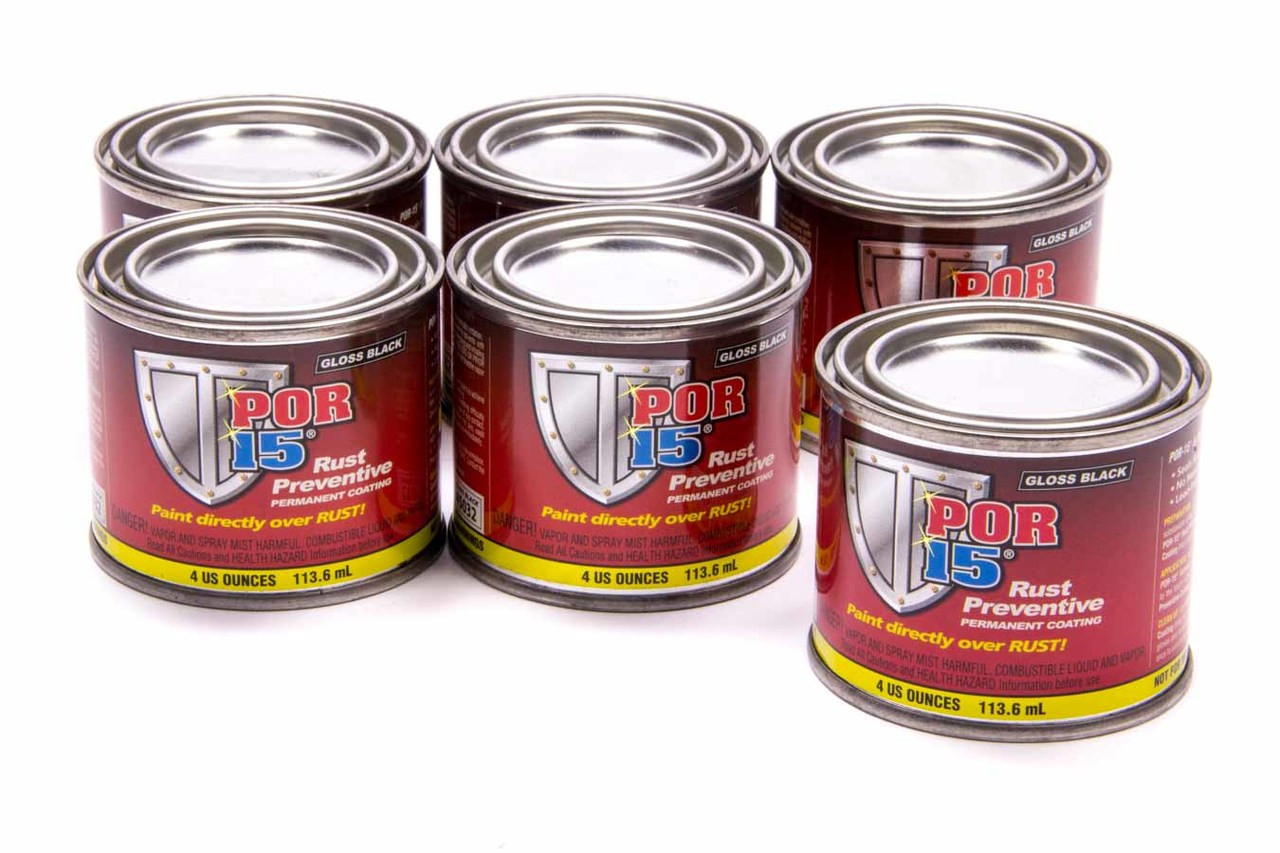 Por-15 POR-15 Paint Gloss Black Six Pack-4oz Cans - POR45006