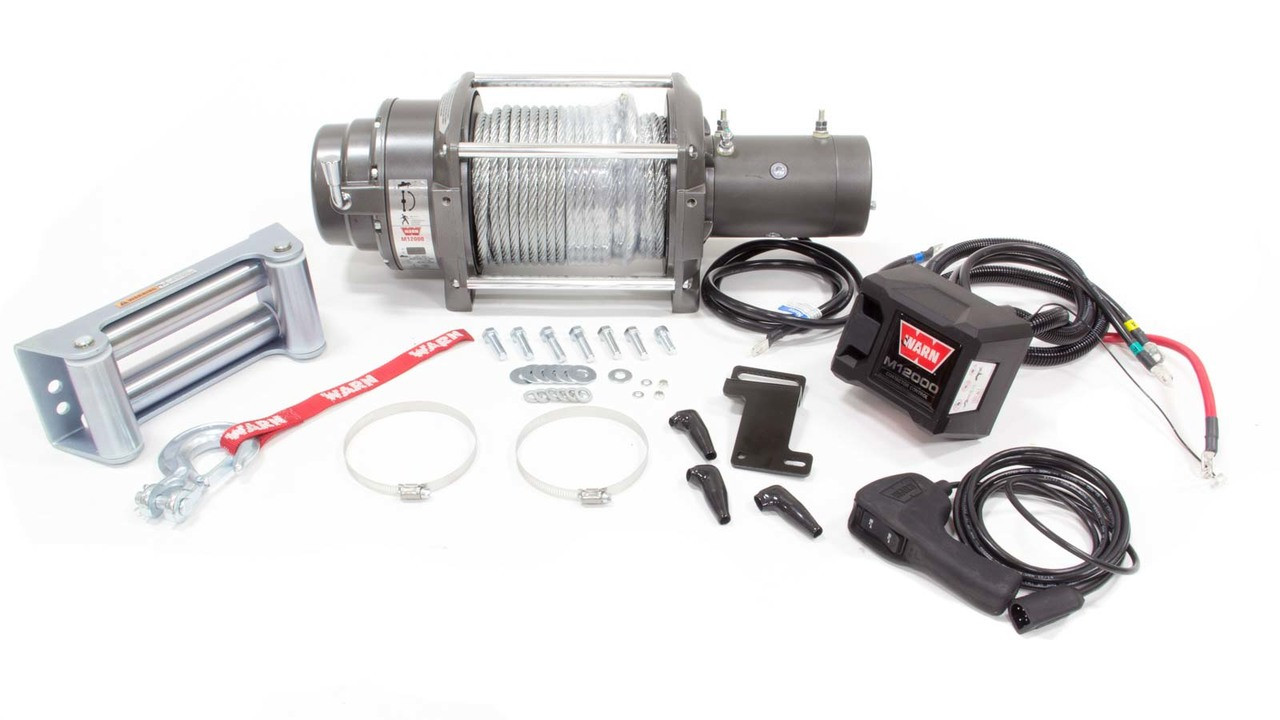 Warn M12000 Winch w/Roller & 125' Cable - WAR17801