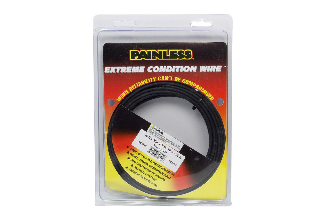 Painless 10 Gauge Black TXL Wire 25 Ft. - PWI70701