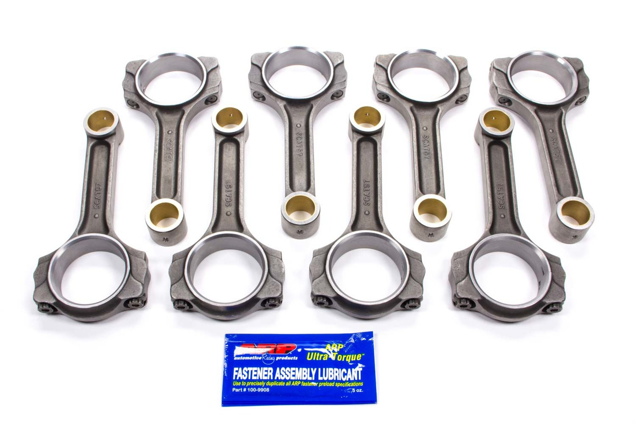 Scat SBC 4340 Forged I-Beam Rods 6.125 w/7/16 Cap - SCA2-ICR6125-7/16