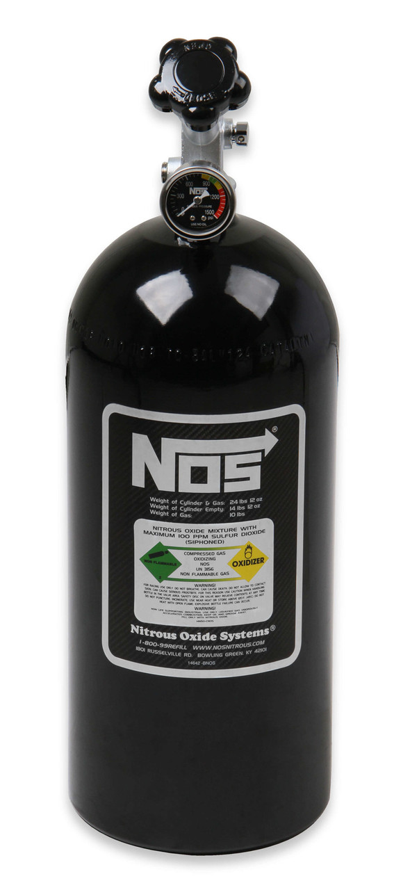 NOS NOS Bottle 10lb w/Super Hi-Flo Valve -  Black - NOS14745B