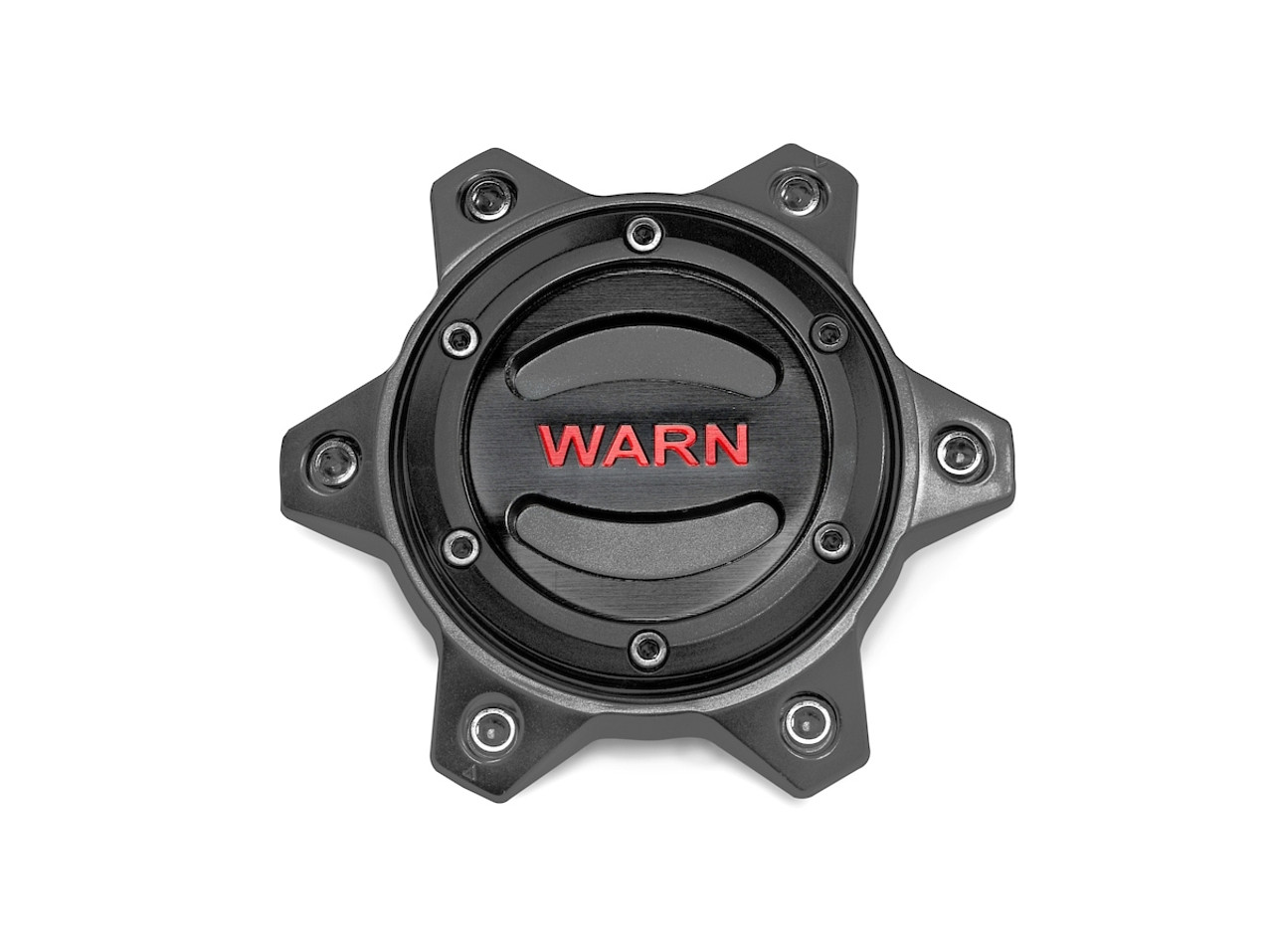 Warn 6 Lug Wheel Center Cap Gunmetal and Red - WAR104484
