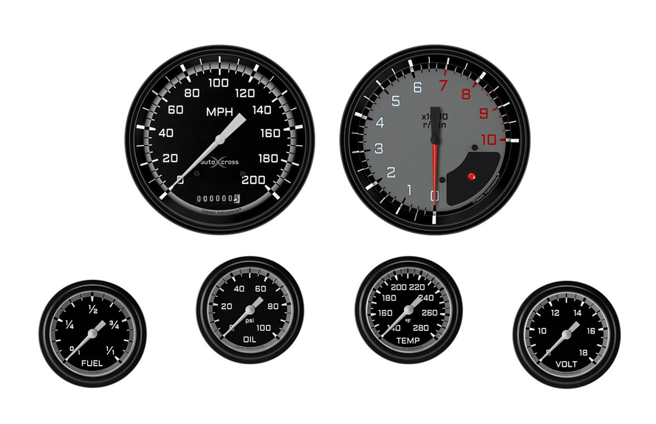 Classic Autocross Grey 6 Gauge Set 2-5/8 Full Sweep - CLAAX351GBLF