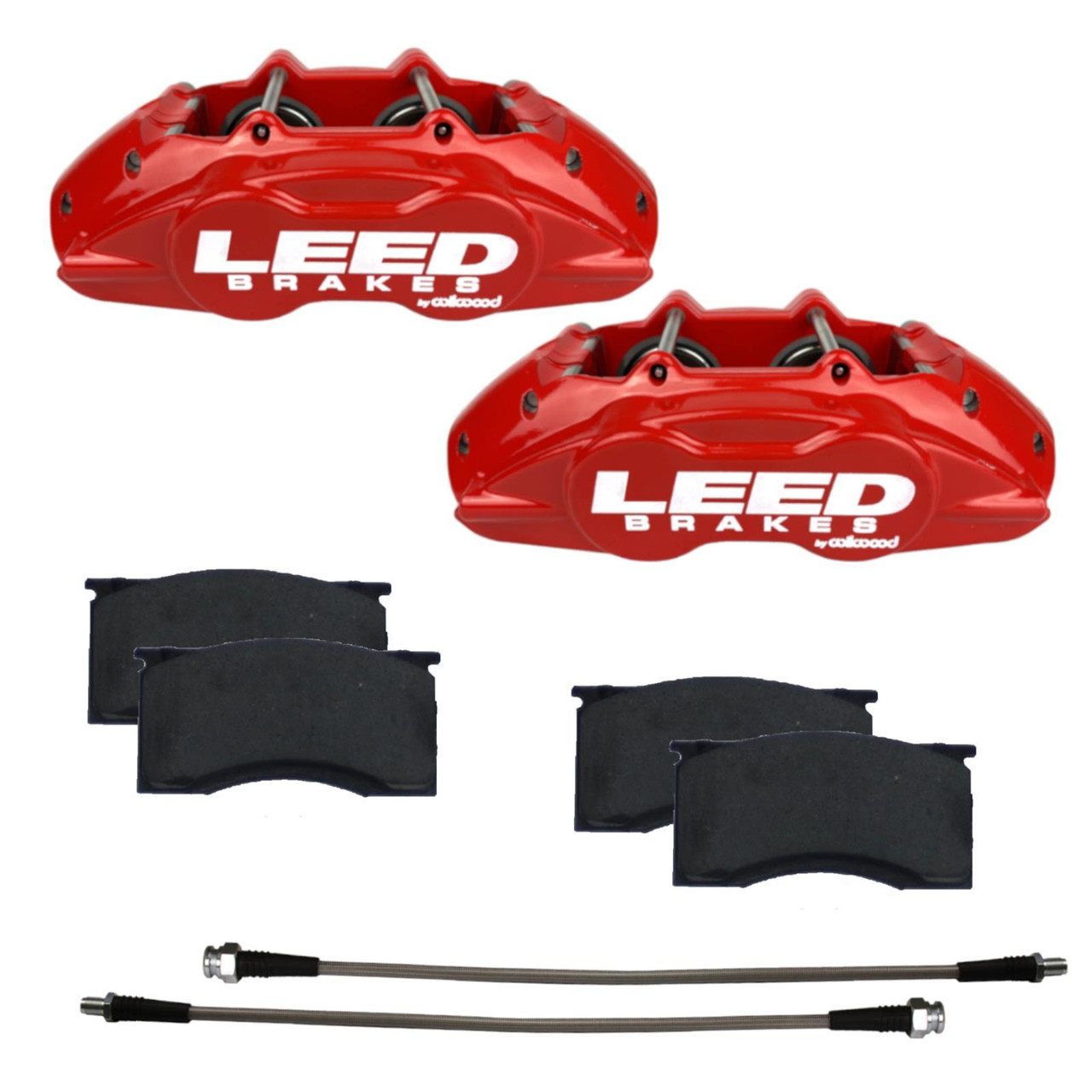 Leed 64-67 Mustang Brake Caliper/Pad Kit Red - LEERCC0005