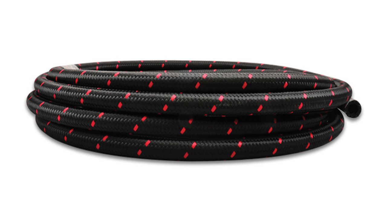 Vibrant Performance 5ft Roll -6 Black Red Ny lon Braided Flex Hose