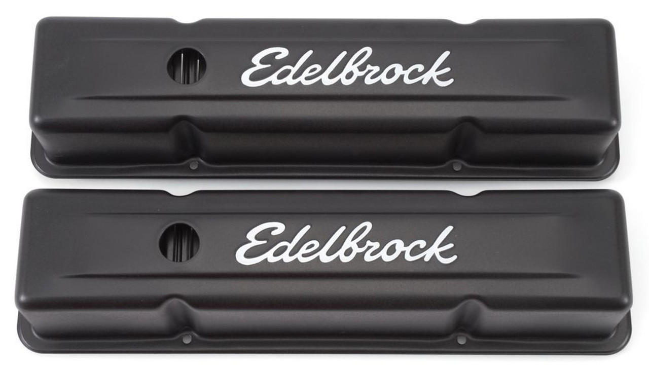 Edelbrock Valve Cover Kit SBC Signature Series Black