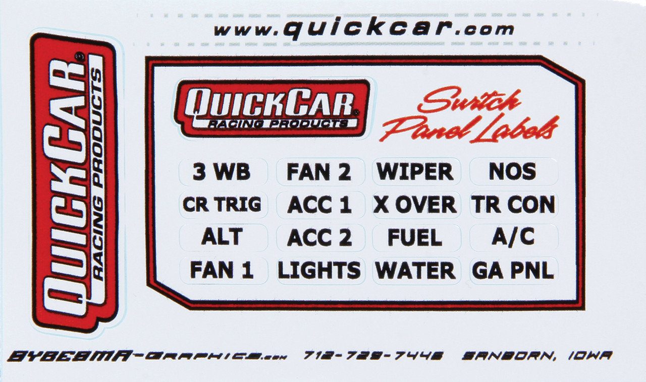 QuickCar Racing Products Switch Panel Stickers Large Ignition Panels