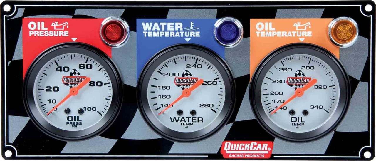 QuickCar Racing Products 3 Gauge Panel OP/WT/OT