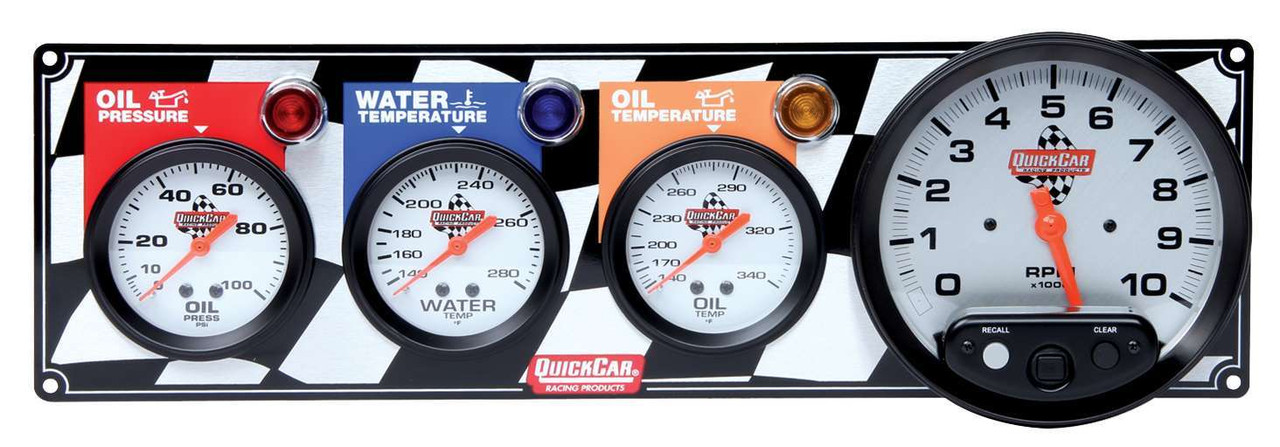 QuickCar Racing Products 3-1 Gauge Panel OP-WT-OT-Tach