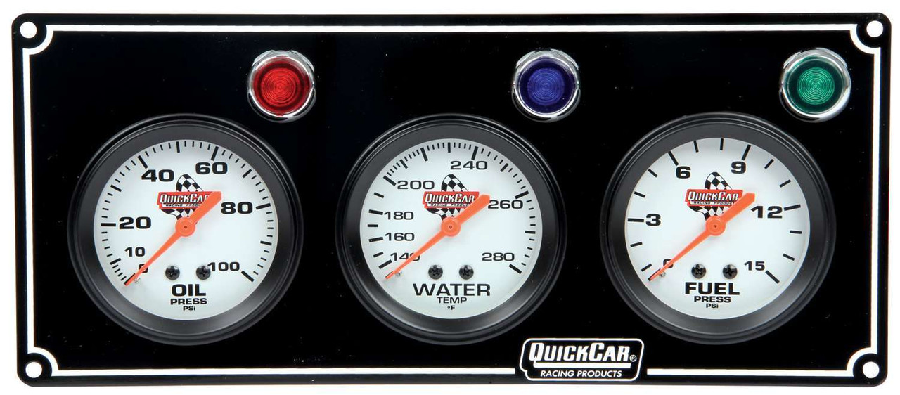 QuickCar Racing Products 3 Gauge Panel  OP/WT/FP Black