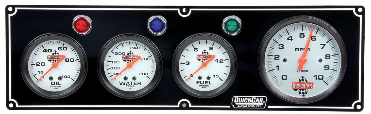 QuickCar Racing Products 3-1 Gauge Panel OP/WT/FP w/3-3/8in Tach Black