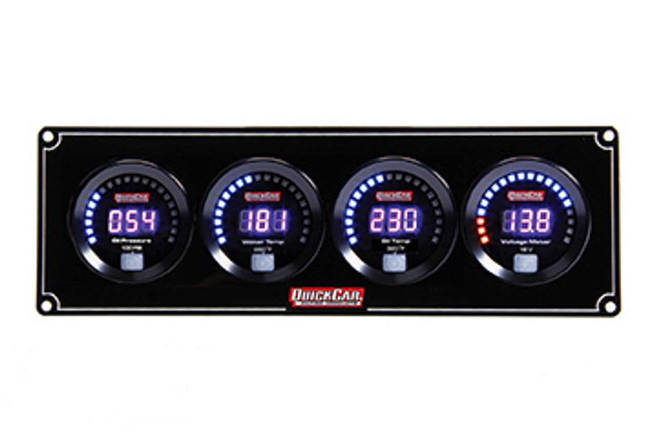 QuickCar Racing Products Digital 4-Gauge Panel OP/WT/OT/Volts