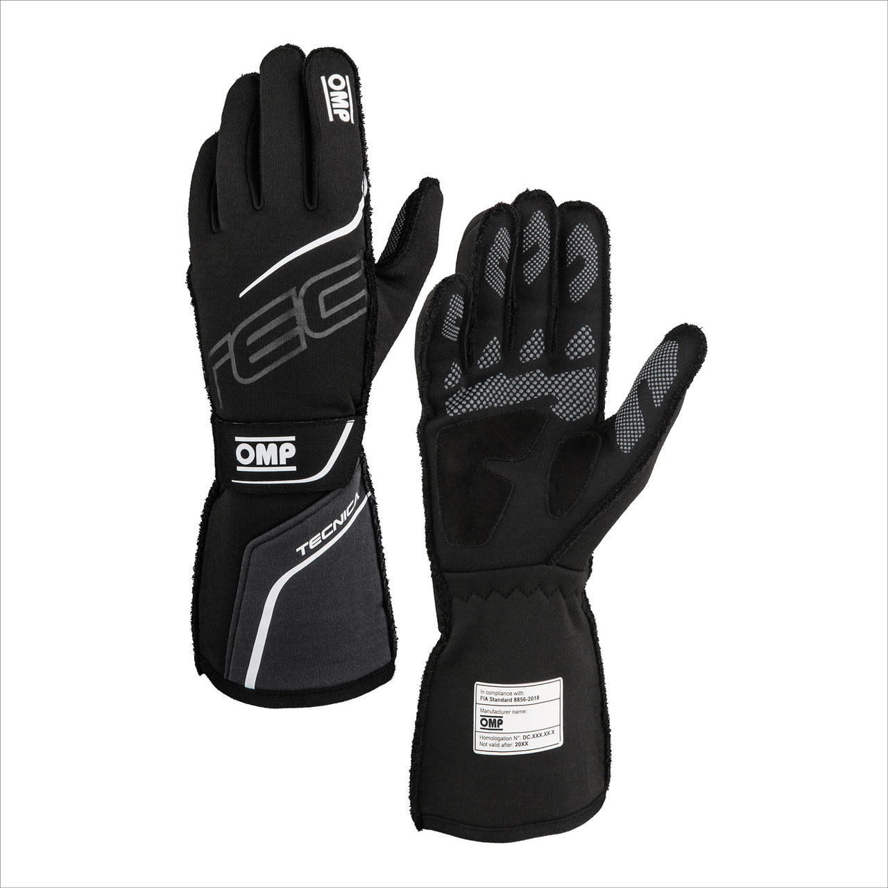 OMP TECNICA GLOVES FIA 8856- 2018 BLACK / ANTHRACITE - OMPIB0-0779-A01-077-L