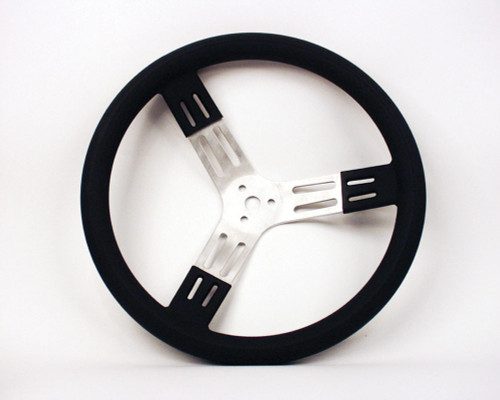 Longacre 15in Steering Wheel Blk Alum Smooth Grip - LON52-56801