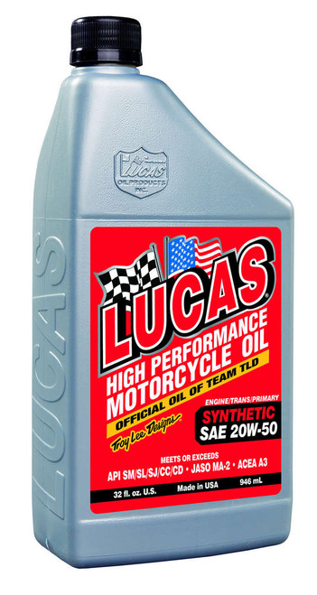 Lucas Synthetic SAE 20w50 Motorcycle Oil 6x1 Qt - LUC10702-6