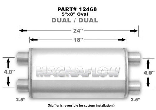 Magnaflow Stainless Muffler 2.5in Dual In / Dual Out - MAG12468