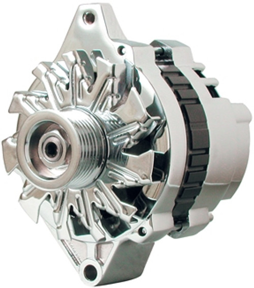 Powermaster Chrome 140 Amp Small Delco Alternator - PWM37803