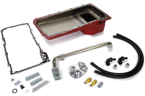 Trans-Dapt 67-69 Camaro Red Pan LS Swap Oil Pan/Filter Kit - TRA0175