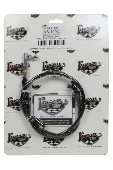 Lokar VS Throttle Cable Black Black Wrap w/ White Trac - LOKVS-1003