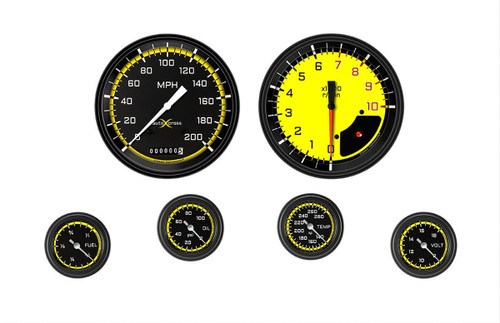 Classic Autocross Yellow 6 Gauge Set 2-1/8 Full Sweep - CLAAX151YBLF