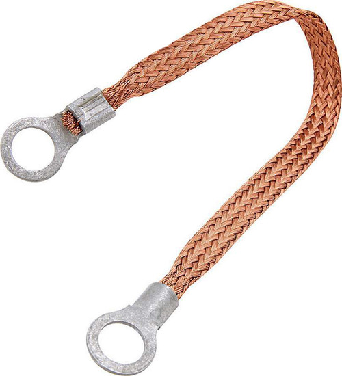 Copper Ground Strap 12in w/ 1/4in Ring Terminals