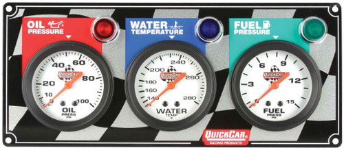 QuickCar Racing Products 3 Gauge Panel OP/WT/FP