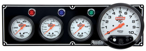 QuickCar Racing Products 3-1 Gauge Panel OP/WT/FP w/5in Tach Black