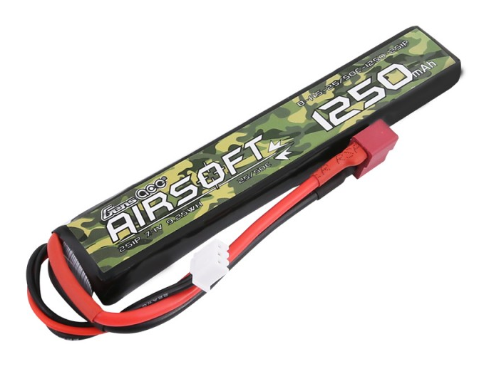 GensAce 1250mAh 25C 2S 7.4v Airsoft Gun Lipo Battery