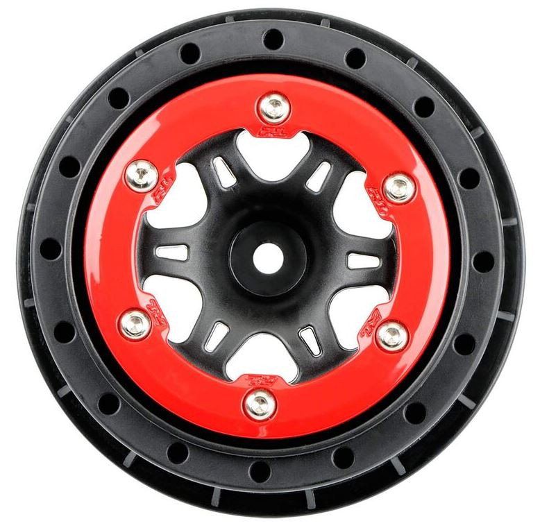 Pro-Line Raid Bead-Loc SC Räder (2) – 2.2/3.0 Zoll, Silber/schwarz, Mit Wechselbaren Hexen (12 & 14 Mm)