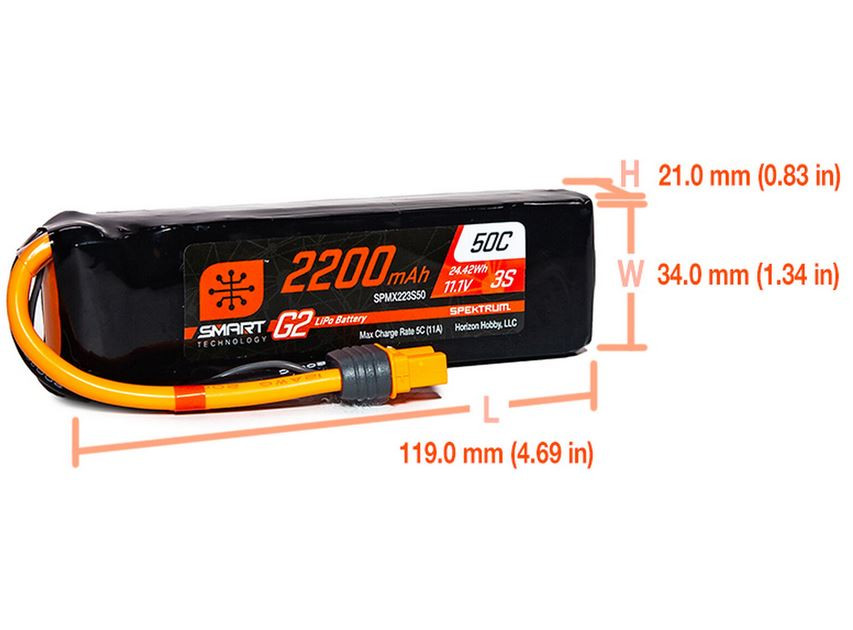 Spektrum 11,1V 450mAh 3S 50C LiPo Akku – Mit IC2 Stecker Für Modellflugzeuge