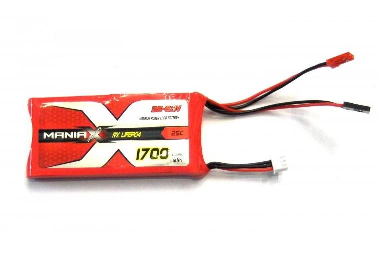 ManiaX 1700mAh 6.6V 25C LiFePO4 RX Battery w/Futaba Plug