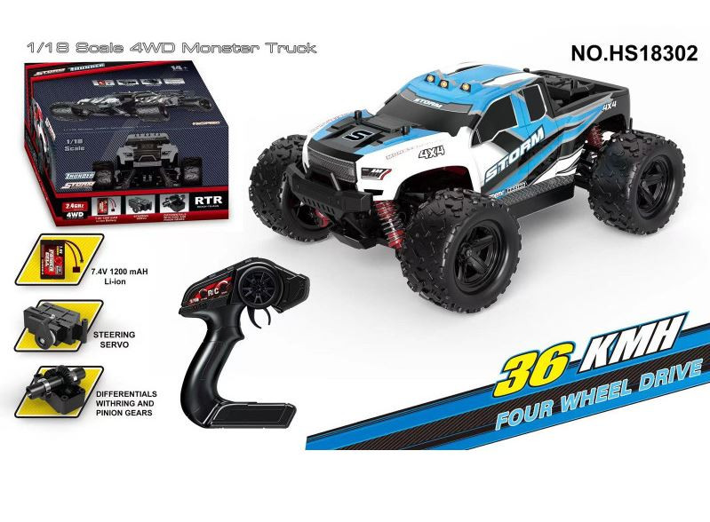 HoSpeed 18302 Storm 1/18 Brushed Monster Truck RTR Blue