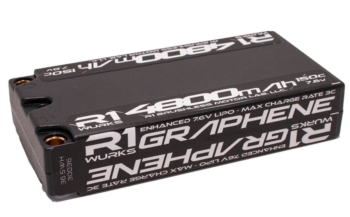 R1 Wurks 030036 4800mAh 2S 7.6V 150C Graphine HV Shorty LiPo Battery