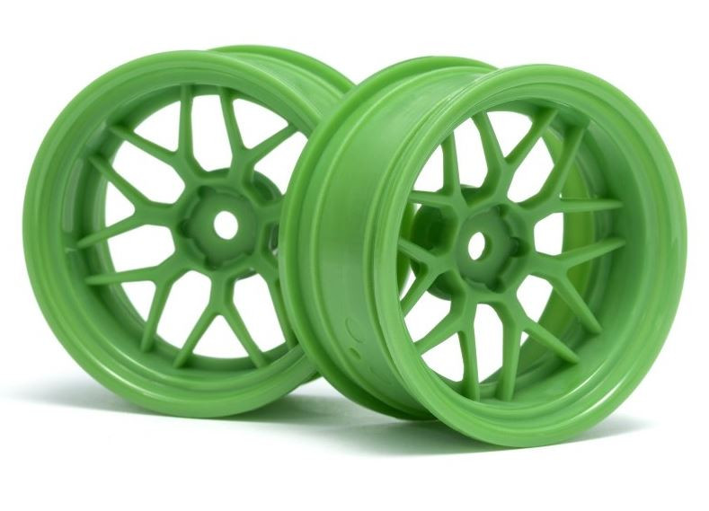 HPI Racing 116532 Tech 7 Wheels Green 9mm Offset 2Pcs