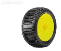 JetKo 1/8 Block In Buggy Tyres Ultra Soft mounted Yellow Wheels