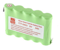 RS Pro 2000mAh 6V NiMH Battery Pack Flat w/Solder Tags