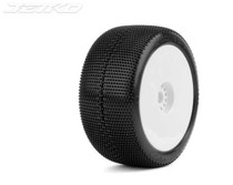 JetKo 1/8 Truggy Desirer Tyres on White Dish Rim/Super Soft/Glued