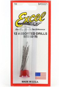 Excel 55521 12 Assorted Drill bits 0.712mm-1.016mm