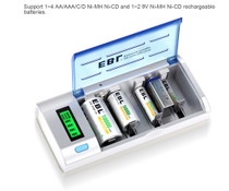EBL Smart Battery Charger for C D AA AAA 9V Ni-MH Ni-CD Rechargeable Batteries with Discharge Function & LCD Display