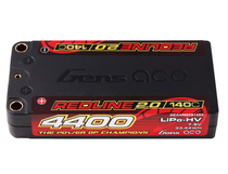 Gens Ace Redline 2.0 4400mAh 2S 7.6V 140C Hardcase Shorty LiPo Battery w/5mm Bullet