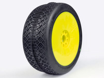 JetKo 1/8 Buggy J-ONE Tyres on Yellow Dish Rim Wet-Cold Belted