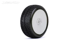 JetKo 1/8 Dirt Slinger: Buggy Rim Tyres Ultra Soft Glued mounted on White Dish Rims 2Pcs