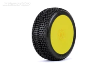 JetKo Dirt SLINGER:1/8Buggy Rim Tyres Ultra Soft Glued mounted on Yellow Dish Rims 2Pcs