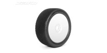 JetKo 1/8 J-Zero: Buggy Rim Tyres Super Soft Glued mounted on White Dish Rims 2Pcs