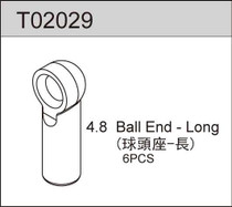 Team C Racing T02029 4.8 Ball End - Long (6pcs) TS2TE TS2 Tc02 Tc02sc