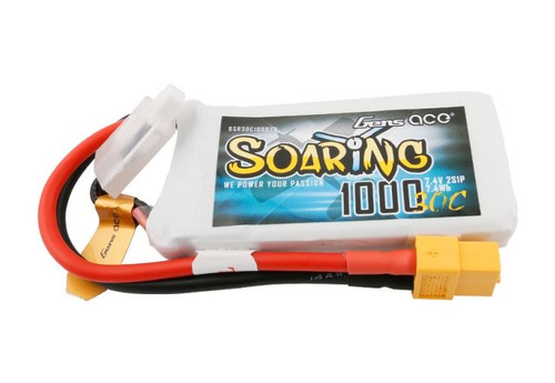 Gens-Ace 1000mAh 2S 7.4V 30C Soaring LiPo Battery w/XT60