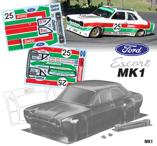 Team C Racing 1/10 Ford MK1 Escort 190mm Castrol Body Set