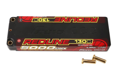 Gens Ace Redline Series 5000mAh 2S1P HV 7.6V 130C Hardcase LiPo Battery w/5mm Bullet